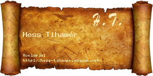 Hess Tihamér névjegykártya